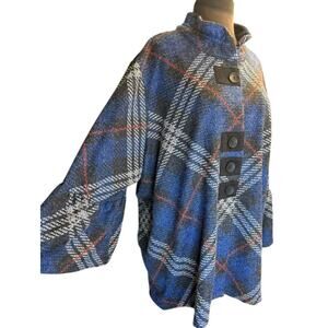 Ali Miles Brushed Stretch Knit Plaid 3/4 Sleeve Jacket 3X NWOT Lagenlook Artsy